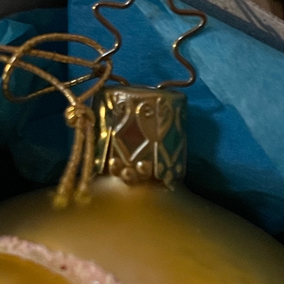 Tennis Ball Glass Christmas Ornament Inge Glas Mouth Blown Hand Painted Germany - Picture 4 of 5